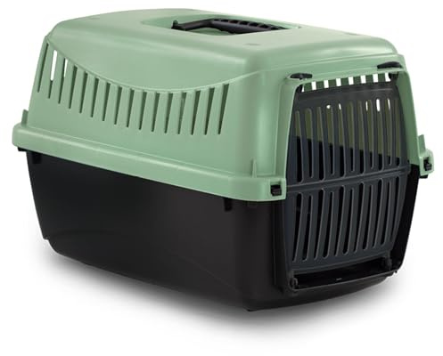 URBNLIVING Transportador de plástico para mascotas para perros y gatos, caja de viaje duradera y ligera con bloqueo seguro y ventilación, fácil de limpiar para cachorros, gatitos y mascotas pequeñas