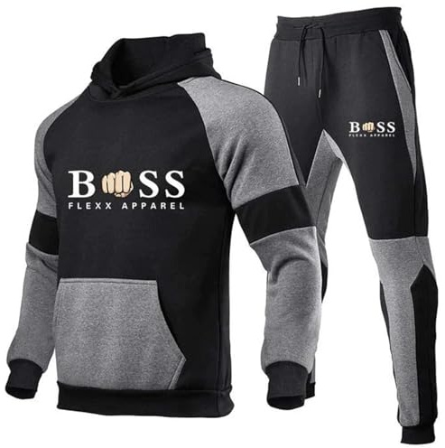 Vhersily Tuta Uomo Invernale Completa Felpa Con Cappuccio 2 Pezzi Felpe e Pantaloni Set Tracksuit Tute Da Ginnastica Felpata Maglia Complete per Palestra Sportiva Allenamento Fitness Trekking