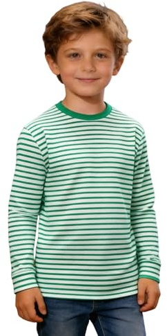 Generico Maglietta Bambino Maniche Lunghe Righe Cotone Ragazzi Girocollo Marinaio Bimbi Base Sportiva Sottogiacca Casual Maglia Leggera Scuola Infant Abbigliamento Quotidiano Elastica