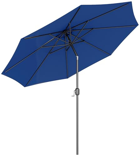 Outsunny Parasol De Jardin Extérieur Inclinable Manivelle Ø 3 m Bleu