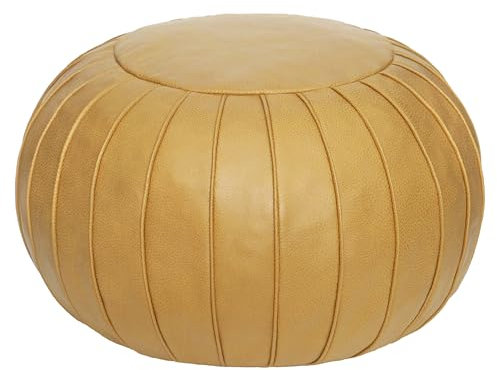 Thgonwid Handmade Storage Pouf Ottoman Foot Stool - Faux Suede Round Floor Cushion 21.6x13 for Living Room, Bedroom, Wedding Decor, Unstuffed (Yellow)