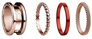 BERING Arctic Symphony Collection Symphony-Set-D 6 Anillo para mujer de acero inoxidable con acabado en tono oro rosa brillante