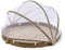 HWGING Cesta de Fruta con Cubierta de Malla, Cesta de bambú para Picnic, Cesta Redonda de Malla