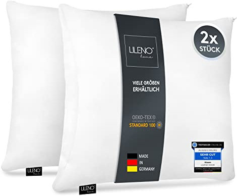 LILENO HOME Microfaser Kissen 30x30 cm [2er Set] bis 95 Grad waschbar mit Reißverschluss - Kopfkissen als Füllung für Bett oder Deko