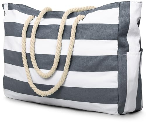 Becokan Beach Bag Large Beach Tote Bag for Women Waterproof Sandproof Swim Pool Bag With Zipper
