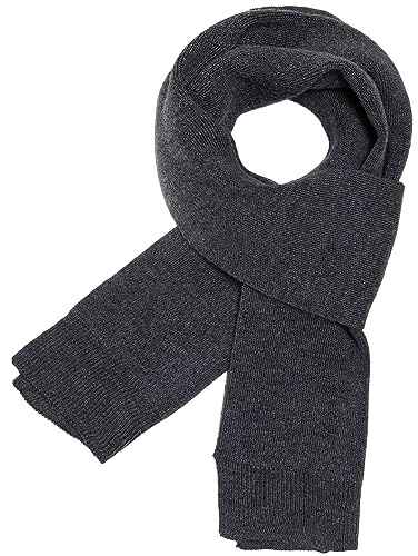 Enter the Complex® Merinosjal av 100 % finaste, hållbar merinoull, damer och herrar, stickad halsduk, vinter, kort, antracit, 140 x 25 cm