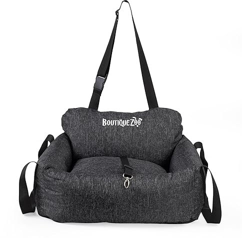 Luxuriös Auto Sitz für Hunde | Autositz für Rückbank, Vordersitz | Universal Waschbar für Hunde und Katzen | Polyester | Größe: 55 x 65 cm | Farbe: Schwarz