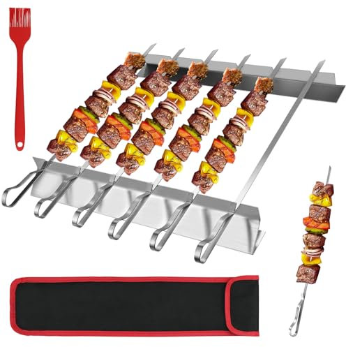 SIMDAO Juego de pinchos para barbacoa con soporte de acero inoxidable, JJ9272