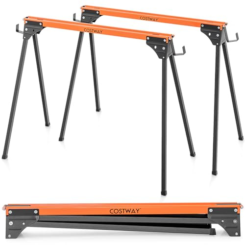 COSTWAY 2 x arbetsbock, arbetsbock, byggnadsbock, vikt upp till 500 kg, fällbock, metall, byggstenar, byggstenar, byggstenar, träbearbetningshjälpmedel