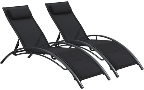 Habitat et Jardin Juego de 2 tumbonas Beauty Phoenix de Aluminio Negro