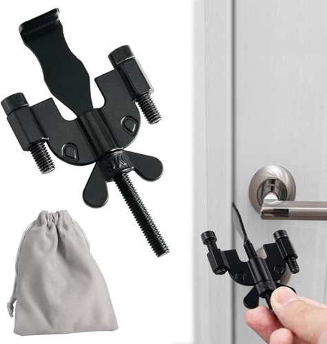 MEGAVOW Serrure de Porte Portable, Verrou Supplémentaire et de Confidentialité, Serrure en Acier Inoxydable, Dispositif de Sécurité, Serrure de Porte de Voyage Antivol pour Hôtel, Maison, Appartement