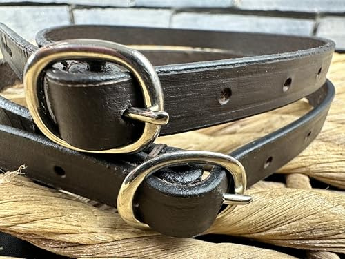 Leather Spur Straps - Brown/Black Black