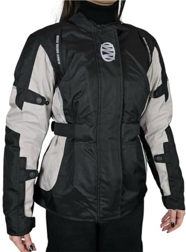 WinNet Giacca giubbotto moto turismo femminile per donna impermeabile con protezioni Omologate C.E. gomiti spalle e schiena 4 stagioni 3 strati (GRIGIO SCURO, XL)