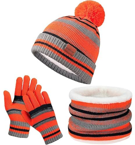 YORISMAL Sets de Gorras, Pañuelos y Guantes para Niños y Niñas, 18*8*1cm