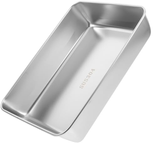 Lurrose Teglia Rettangolare in Acciaio Inox Piccola 25,8x20x5,2 Cm per Forno, Vassoio da Cucina Multifunzionale per Torte, Toast e Dessert, Resistente e Leggera, per Uso Domestico