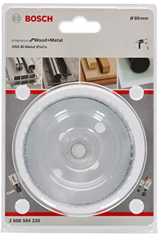 Bosch Professional Progressor for Wood and Metal Sierra de corona (para madera y metal, diámetro 89 mm, accesorios para taladro)
