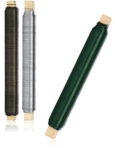 com-four® 3-teiliges Basteldraht Set - Wickeldraht in der Farbe grün, silberfarben und schwarz - perfekt für die Weihnachtsdeko (03 Stück - Mix)
