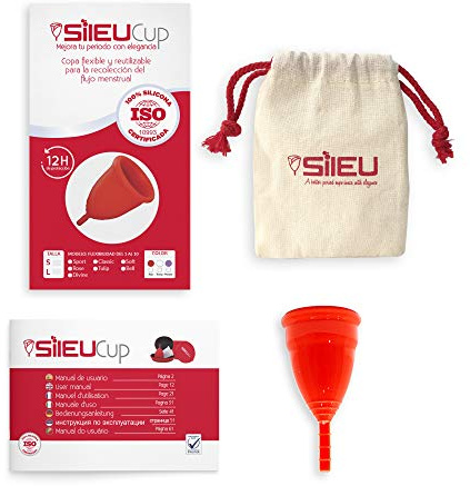 Copa Menstrual Sileu Cup Sport - Copa deportiva perfecta para deportes, pilates, yoga, piscina, baile, gimnasio - Alternativa ecológica y natural a tampones y compresas - Talla S, Rojo