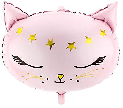 Shape Folienballon Katze mit Sternen Rosa/Gold | 48 x 36cm