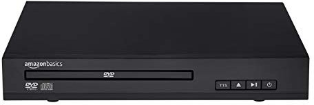 Amazon Basics Mini-DVD-Player mit Text-to-Speech-Technologie, RCA und Fernbedienung, Schwarz