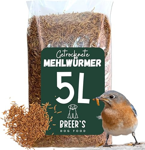 Alimento seco para gusanos de la harina, 5 litros, para pájaros, peces, roedores, reptiles, erizos