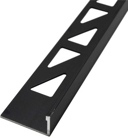 Dalsys Fliesenschiene Winkelprofil Aluminium (eloxiert) Schwarz 2,5m x 8mm, Fliesenprofil