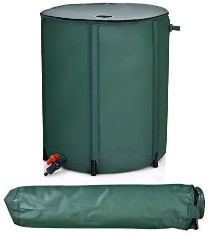Happygrill 60 Gallon Collapsible Rain Barrel, PVC Rain Water Collection Barrel with Spigot Water Storage Container & Top Mesh, Portable Rain Barrels to Collect Rainwater from Gutter for Garden Lawn