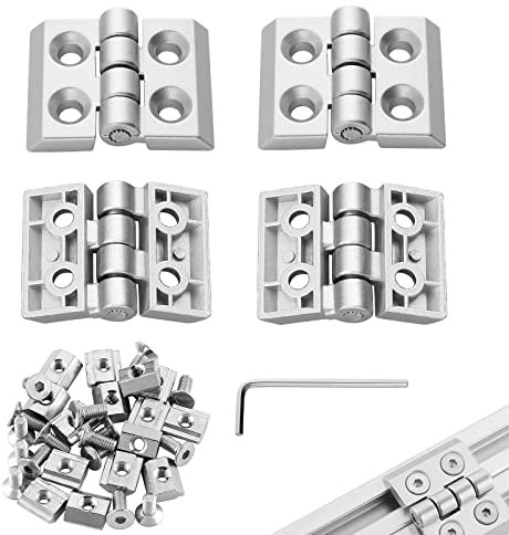 JiGiU Scharnier M4 für 2020 Aluprofil mit Schlitz 6mm Kleine Möbelscharniere aus Zinklegierung Faltbare Türscharniere inkl. Montagezubehör für Kleine DIY Schranktüren (4 Stück)