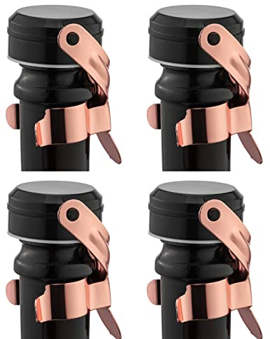 WOTOR Bouchon Champagne et bouchon bouteille vin Acier Inoxydable Bouchon Bouteille Champagne réutilisable bouchon vin avec silicone Résistant aux fuites Restez frais Paquet de 4 (rose gold)