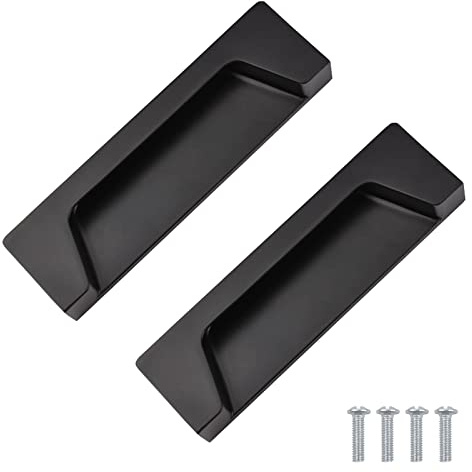 MOROBOR Lot de 2 poignées encastrées en alliage de zinc de 10,5 cm, noir mat pour placard, armoire, bibliothèque, tiroir et armoire de classement avec vis de montage