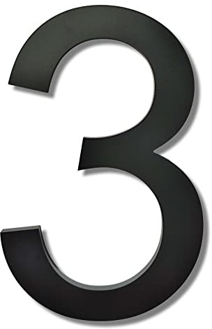 Ywonoby 8 Inch House Numbers for Outside-Large Modern 3D Floating Door Numbers-Weatherproof and Easy to install-Matte Black Acrylic Number (3)