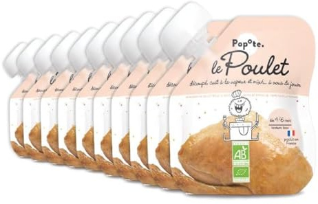 POPOTE Purée Poulet Bio Bébé dès 4/6 mois texture lisse en gourde 10 x 60g
