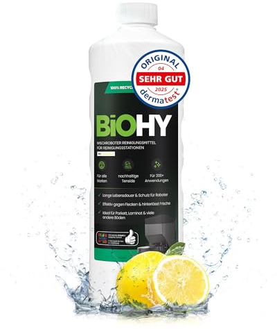 BiOHY Wischroboter Reiniger für Station mit Frischeduft (1L) | Bodenreiniger Wischroboter & Reinigungsmittel für Saugwischer und Saugroboter Konzentrat für Parkett, Fliesen & Hartböden