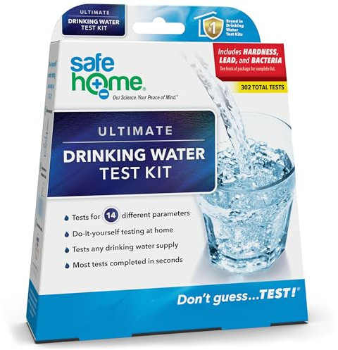 Safe Home® Ultimate DIY Drinking Water Test Kit – Testing for Lead, Bacteria, Hardness, Copper, Fluoride, Iron, Nitrate, pH, & More – City or Well Water – 302 Tests/Kit.