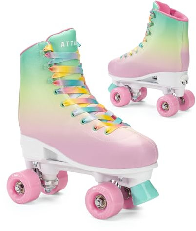 ATTABO Patin a Roulette Fille AQUATICA Tailles 39-42 EU Patins à Roulette Femme avec Aluminium 4X Coloré Roues 82A Roller Enfant Fille avec Protection des Doigts Freinage Sûr Ajustement de la Taille