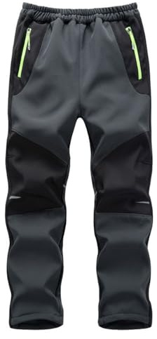 Hpbygstae Pantalons Softshell pour Enfants, Pantalons Thermiques Imperméables, Pantalons pour Garçons et Filles Résistants au Vent pour le Plein Air, Randonnée, Loisirs, Pantalons d’Hiver pour le
