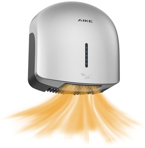 AIKE GentleAir Seche Mains Chauffant Silencieux, pour Maison & Salles de Bain, AC220V-240V, Argent Étoilé