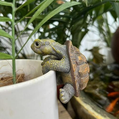 Generisch Figurines suspendues pour Pot de Fleurs, Petites Tortues en résine, Mignonnes Tortues grimpantes, décoration de Pot de Fleurs, Statue de Suspendue pour Maison, Pot de Fleurs, clôture,