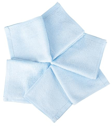 Ko&Pro 100% asciugamani in bambù, set da 6 pezzi, 25 x 25 cm, colore blu, panni multiuso per la pulizia della cucina, del bagno, della casa, della cucina e delle finestre senza aloni, inclusa