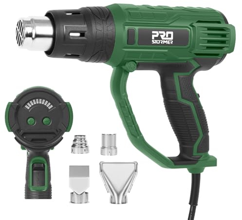 Prostormer 2000W Heat Gun, Hot Air Gun 140°F-1022°F(60°C-550°C) Variable Temperature Control for 3 Speed Settings with 4 Nozzels, for PVC, Paint Stripping, Shrink Wrapping, Crafts