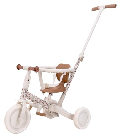 Triciclo con Barra Blanca Flores Little Dutch 2 en 1