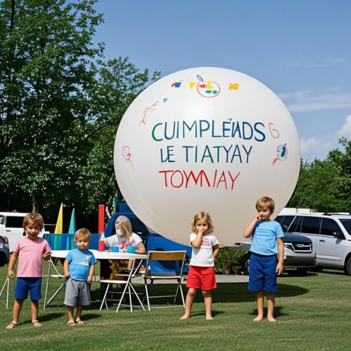 2 Pcs Huge 72 Inch Colorful Latex Balloons for Party Decorations Extra Large Latex Balloons, DIY Art, Drawing, Doodling Perfect for Creative Party Decor, Social Events & Kids Crafts (White)