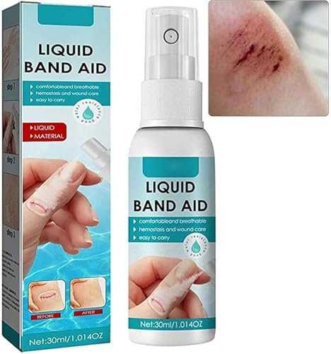 Spray per bendaggi liquidi per la pelle, spray per ferite impermeabile, cerotto adesivo protettivo trasparente liquido, per piccoli tagli, abrasioni, ferite e pelle screpolata