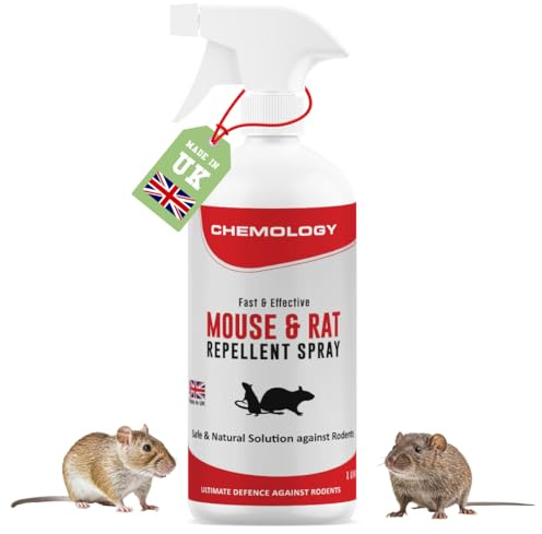CHEMOLOGY Rat and Mouse Repellent Spray - 1 Liter - Natural Peppermint Oil Rat Repellent - Mice Repellent, Indoor & Outdoor, Non-Staining, Peppermint Oil Spray, Made in UK, Safe for Family & Pet.