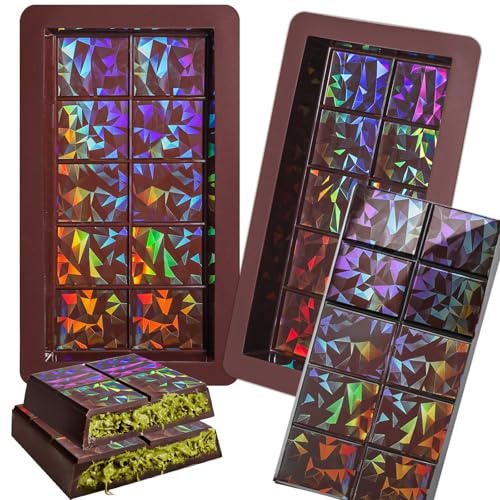 Kamehame Holographic Chocolate Mould Silicone 2 Pcs Deep Chocolate Bar Mould Chocolate Silicone Mold