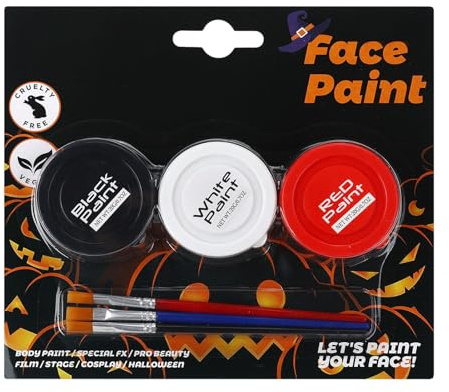 Halloween Face Makeup | Water-Soluble Skin Painting Cream,3 Colors Face Body Paint - for Cosplay Costume Sports Event Kids Adults Clown Skeleton