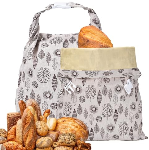 2 bolsas de pan reutilizables de cera de abejas, reutilizables, bolsas de pan reutilizables de lino, bolsas de pan para mantener frescas para pan y productos horneados