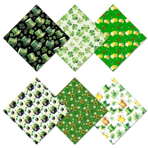CREATCABIN 6 Panno per La Pulizia degli Occhiali Panni Microfibra Verde Salviette Detergenti per Occhiali Clover Morbide Microfibra Riutilizzabili per Occhiali Pasquali Lenti della Fotocamera 16x16cm