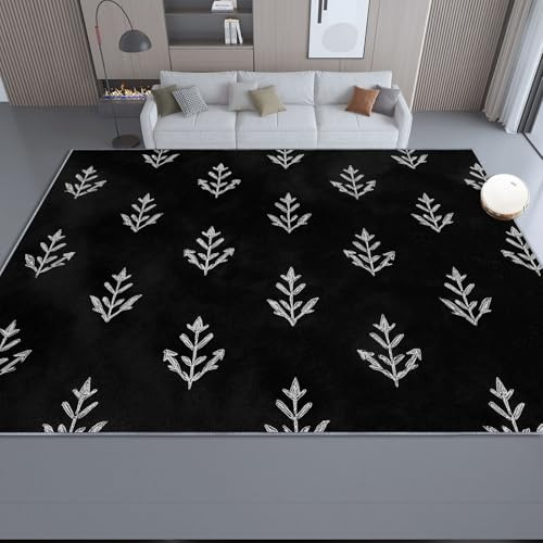 Generico Tappeto Da Soggiorno Lavabile In Lavatrice, Nero Antiscivolo Tappeto Elegante Minimalista Arte Patchwork Freccia, Tappeti 90 x 150 cm per Camera Da Letto, Cucina, Ufficio, Corridoio