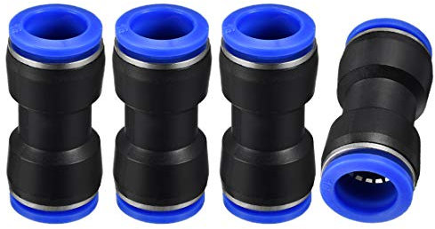 sourcing map Plastic Straight Union Push to Connect Tube Fitting 16mm OD Push Fit Lock Blue 4pcs